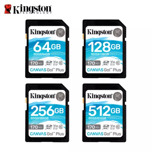 Kingston 64GB 128GB 256GB Canvas Go! Plus SDXC Memory Card V30 UHS-I U3 170MB/s