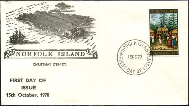 1970 Norfolk Island Christmas Issue 5c Stamp Unaddressed FDC, VGC