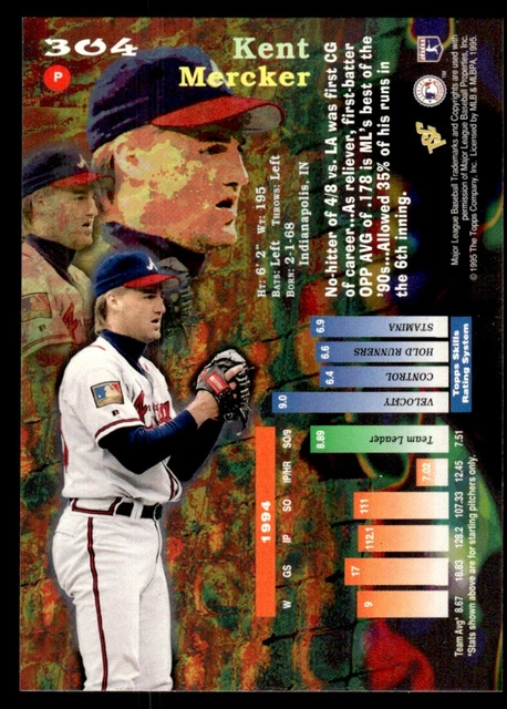 1995 STADIUM CLUB #304 Kent Mercker Atlanta Braves EUR 1,82 - PicClick FR