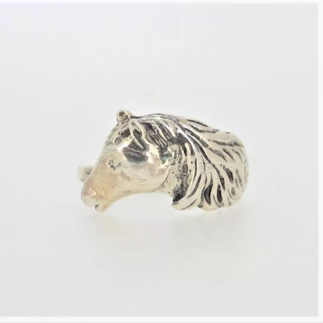 Sterling Silver Equestrian Horse Head Ring Size 8