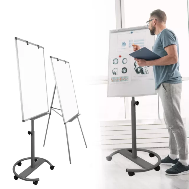 Flipchart Whiteboard Magnetisch Magnettafel mit Rollen /Ständer höhenverstellbar