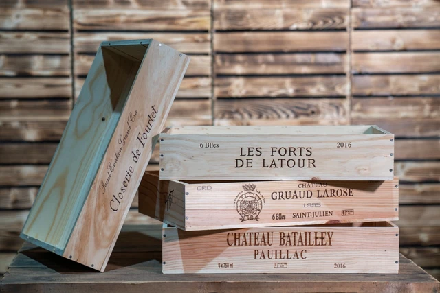 SCATOLA CASSA PER VINO IN LEGNO FRANCESE POCO PROFONDA - Negozio mercato ideale esposizione rustica-