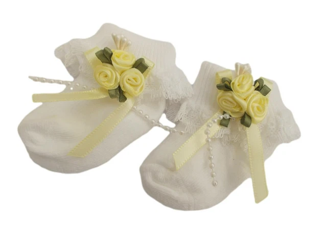 BNWT Piccolo Prematuro Premium Baby Donna, Bianca Frilly Posh Kinder Calzini 000 2