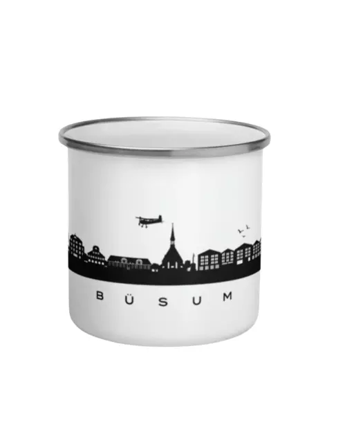 Büsum Skyline Emaille Becher Tasse Nordsee Kaffeetasse Geschenk Idee Souvenir 36