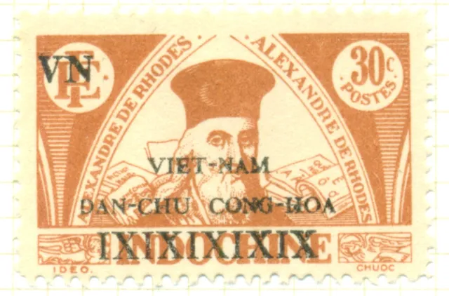 Vietnam 1945 Alexandre de Rhodes 30c  Perf: 11½   very light black overprint MLH