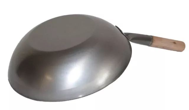 Poêle Wok Ø 30-40 cm plancher plat asiatique carbone acier gaz électrique induction 3