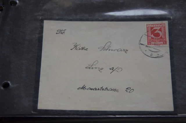 österreich OBERÖSTERREICH BRIEFHÜLLE CA.1920 LINZ SCHWARZ MOZARTSTR AUS SAMMLUNG
