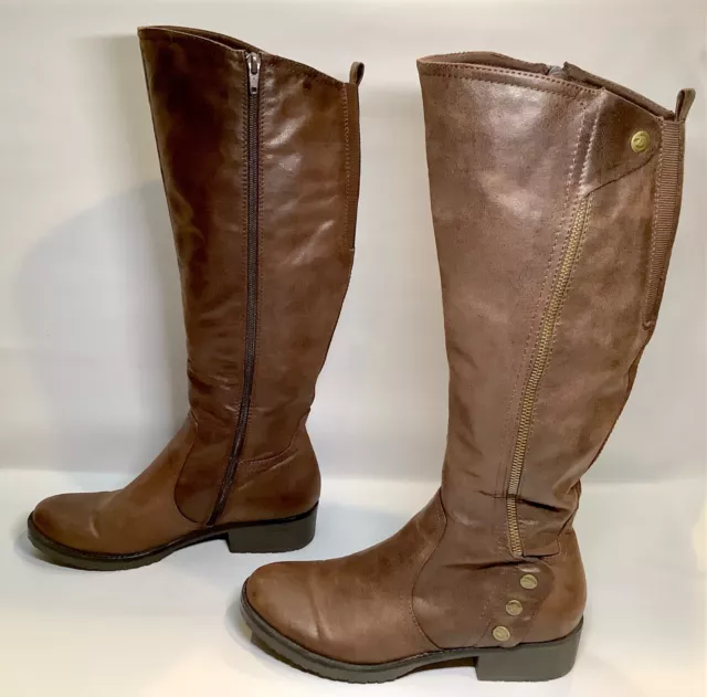 Bare traps Womens Oria Leather Look Knee High Boots Dark Brown, Size 9.5 M