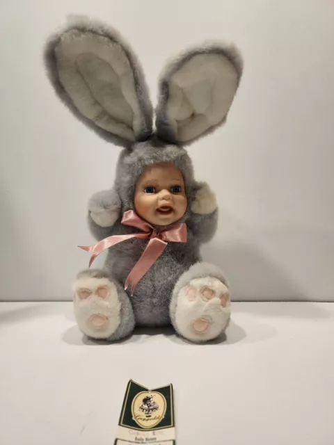 Cuddle Kids 2001 Geppeddo Bunny Rabbit with Porcelain Baby Doll Face Plush Body