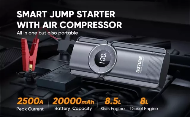 BuTure Car Jump Starter Power Bank, 5000 A Peak Current 26800 mAh Jump  Starter Power Bank for All Petrol and 10.0 L Diesel Engine, Jump Starter  with