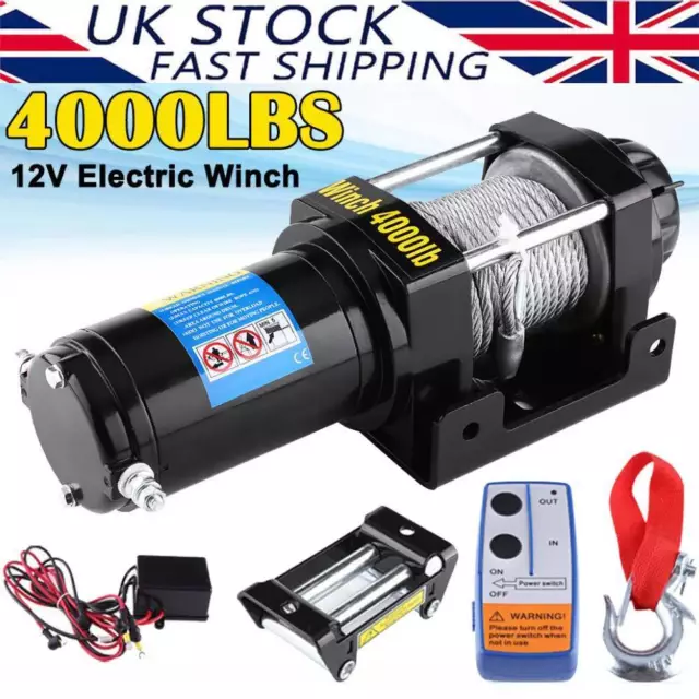 Electric Winch 4000LBS 12V 15M Steel Cable Towing Truck ATV UTV Trailer COZ New