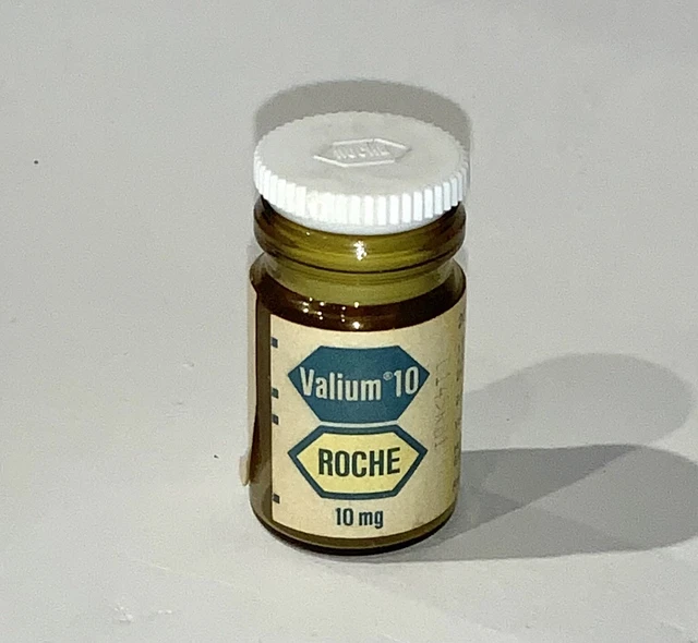 Vintage ROCHE Germany Small Glass Valium Bottle Empty