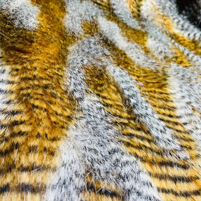 Faux Fur Fabric Piece 37 X 32 Golden Orangey Feathery Black Stripes Craft