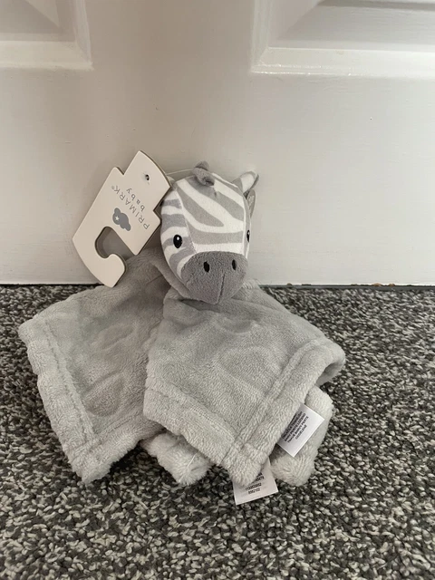 BNWT Primark Baby Comforter Blanket Grey Zebra Comfort Blankie Plush Doudou Toy
