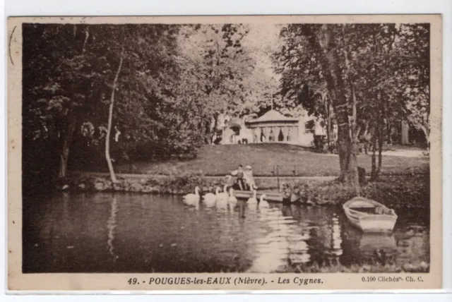 CPA POUGUES les EAUX Les Cygnes (58)