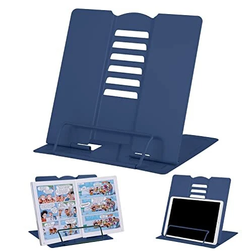 Book Stand Metal Reading Rest Book Holder Adjustable Cookbook Royal Blue