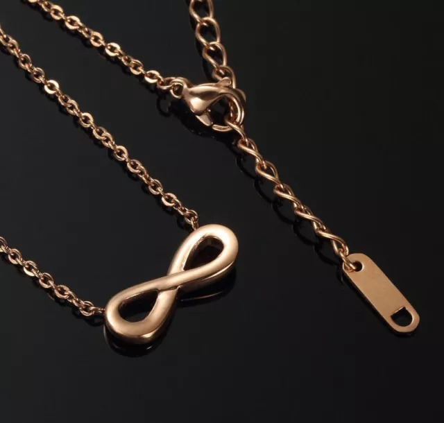 Infinity Anhänger 18K Rose Gold Vergoldet Ketten Talisman Amulett Collier Damen