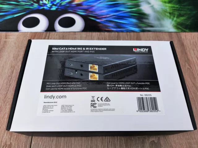 LINDY 50m Cat.6 HDMI 4K60 & IR Extender mit PoC & Loop Out - 38205 - OK ~ 18