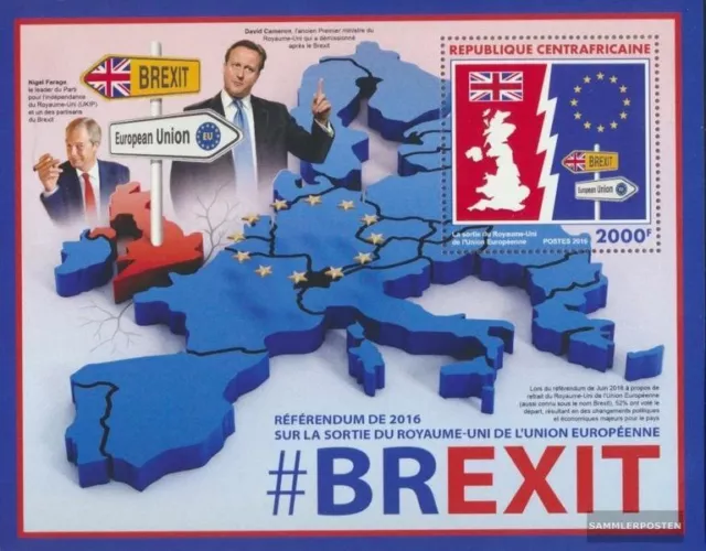 Zentralafrikanische Republik Block 1500 (kompl. Ausgabe) postfrisch 2016 BREXIT