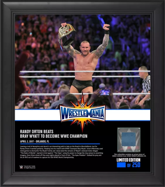 Randy Orton WWE FRMD 15x17 WrestleMania 33 Collage w/Piece MU Canvas-LE 250