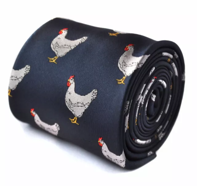 Frederick Thomas Designer Herren Krawatte - Dunkel Marineblau - Bestickt Huhn