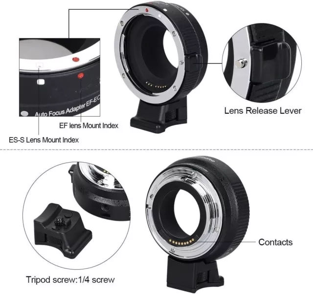 Adaptador de montura de lente de enfoque automático Compatibilidad de 1 milímetro 3