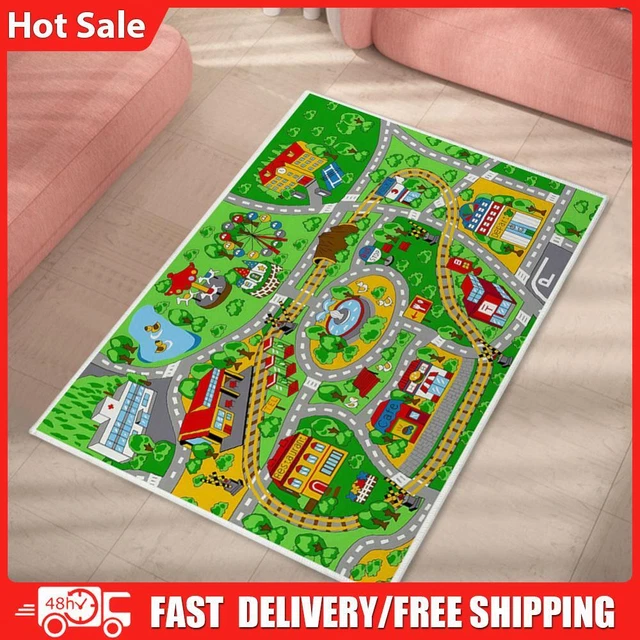 Kids Cartoon Carpet Rectangular Crawling Rug for Playroom Bedroom (60*90cm D)
