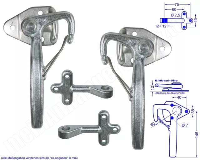 Winkelhebelverschluss Bordwandverschluss Set Gr. 0 mit Einfallöse Gegenhalter