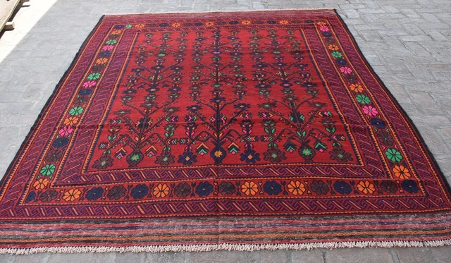 6'11 x 9'1 Handmade afghan tribal maldari wool area kilim rug, 6x9 persian rug 6'11 x 9'1 Handmade afghan tribal maldari wool area kilim rug, 6x9 persian rug