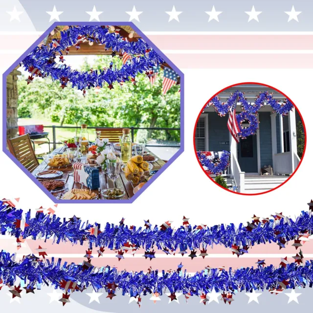 Event Table 4th July Garland Patriotic Garland Glitter Independence Day Metal