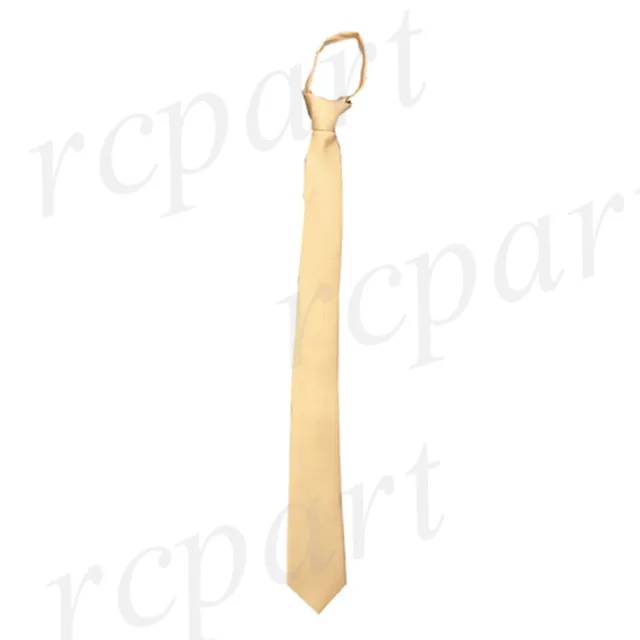 New Poly Men's ready knot zipper pre tied 2.5" skinny neck tie gold formal