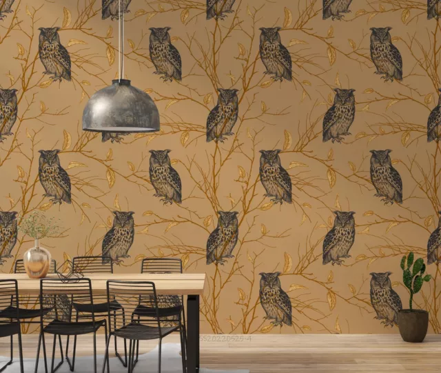 3D Vintage Forest Branches Owl Wallpaper Wall Mural Peel and Stick Wallpaper 965