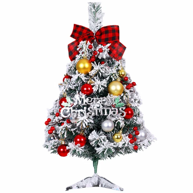 Albero di Natale desktop flocculazione mini albero di neve di Natale verde