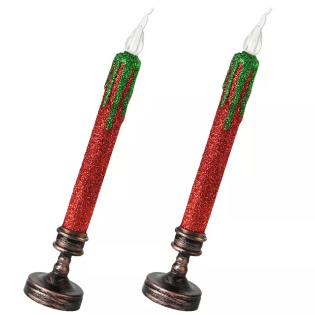 2 Pcs Decorative Xmas Candle Halloween Christmas Candles Electric Light