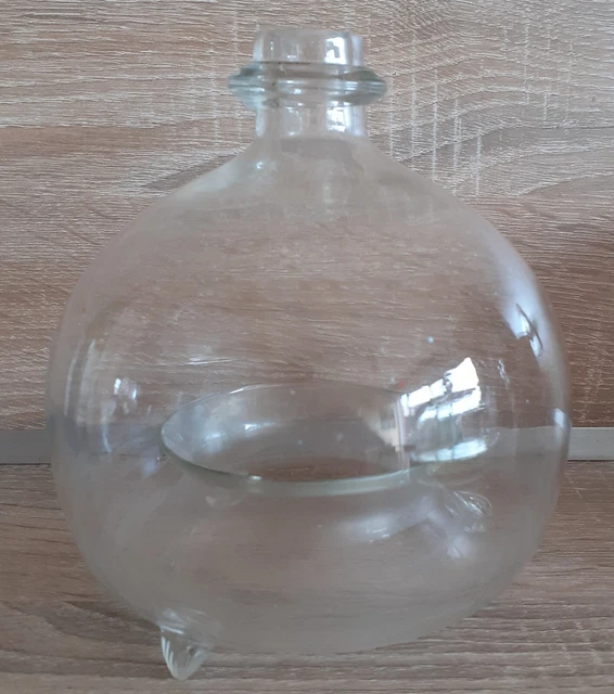 Gobe-mouche / Piège à Guêpes Ancien - Verre Moulé Orange - Art Populaire Fait Main
