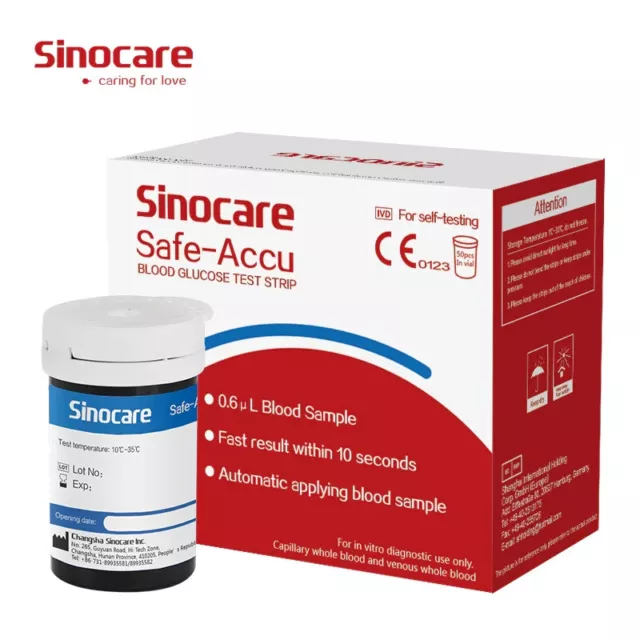 Glucose Sugar Diabetes 50 Test Strips & 50 Lancets For Sinocare Safe Accu