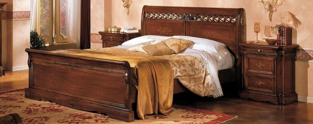 Table de Chevet Bois Massif Armoire Meuble Lit Double Chambre Italien 3tlg