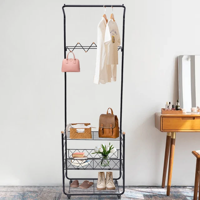 3-In-1 Entryway Hall Tree Coat Rack Shoe Bench Storage Bench w/ Shelves & Hooks