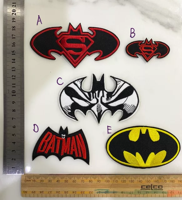 Embroidered Batman & Superman Cloth Iron On Applique Craft Sewing