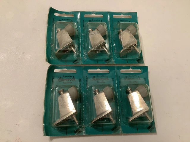 Lot Of 6 Vtg Amerock Die Cast Bright Nickel Floor Doorstop A2254-14 Hardware New