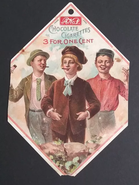 Hawley & Hoops A No.1 Chocolate Cigarettes Cut Victorian Advertising Sign c1880s
