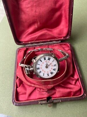 Silver pocket watch wristwatch bracket bracelet enamel dial box