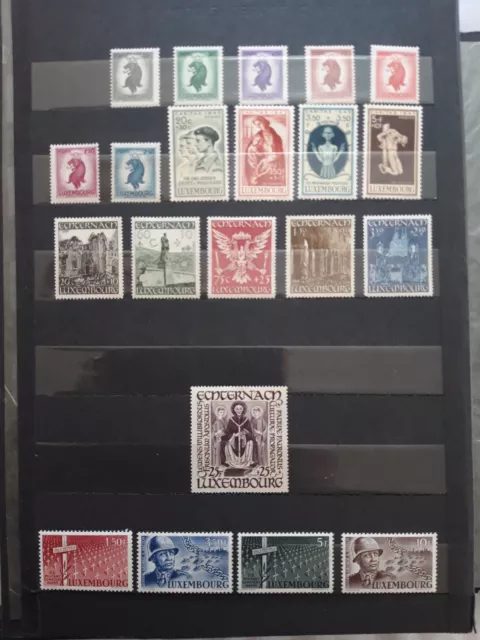 21 Timbres neufs* du Luxembourg 1938/1947, traces de charnières, côte 37 €