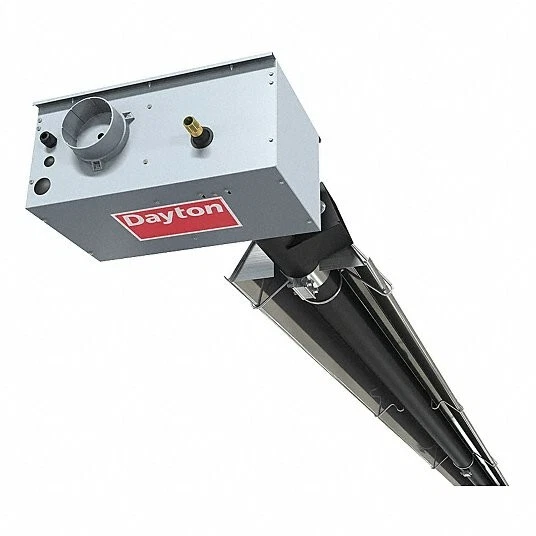 Dayton 7AR80 Gas Infrared Tube Heater: Natural Gas, 150,000 BtuH No Tubes/Reflec