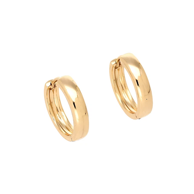 Boucles D'oreilles Femme Demi-créoles Plaqué Or Jaune 750 - Lisses, Bijouterie Papillon Bleu, Neuves