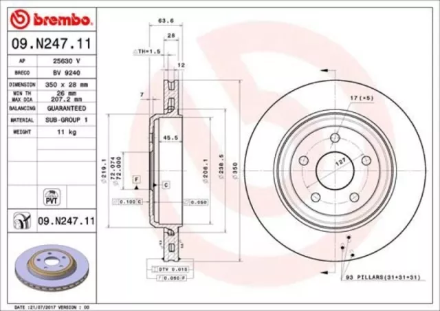 2x BREMBO Bremsscheibe Bremsscheiben Satz Bremsen PRIME LINE - UV Coated Hinten