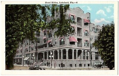 LAKELAND, FL - Hotel Kibler Street View, Old Cars, Florida Postcard ca. 1915-20