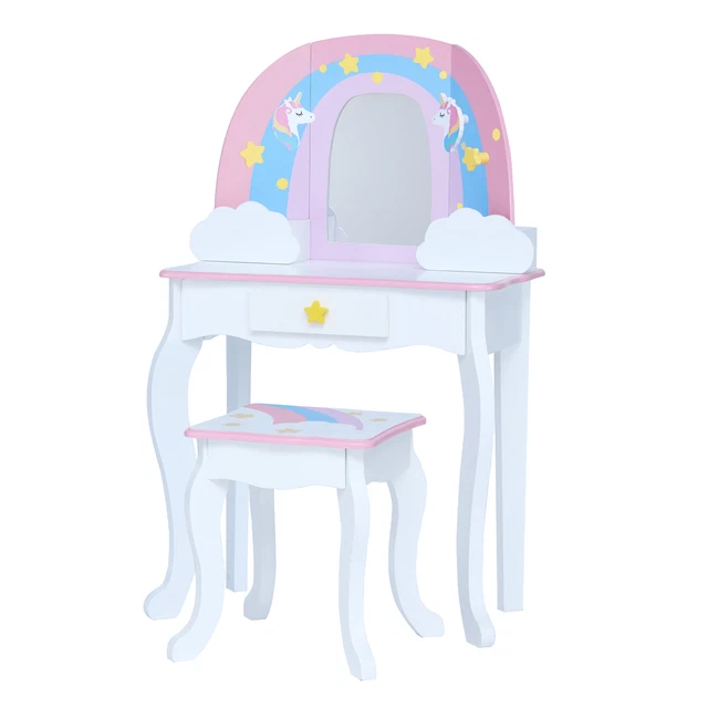 Set vanità Fantasy Fields toeletta con deposito a specchio e sgabello per bambini