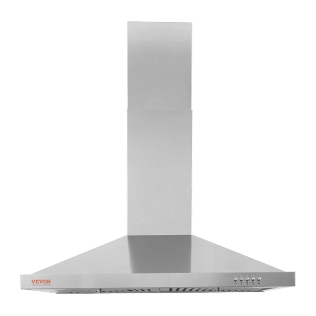 VEVOR 30" Wall Mount Range Hood Ductless Kitchen Vent Stainless Steel 3 Speed