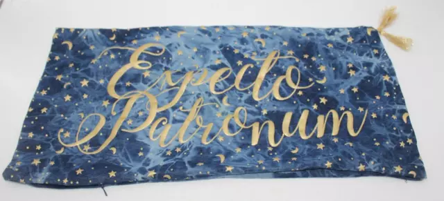 PB Teen 24" Blue Gold Harry Potter Expecto Patronum Denim Decorative Pillowcase